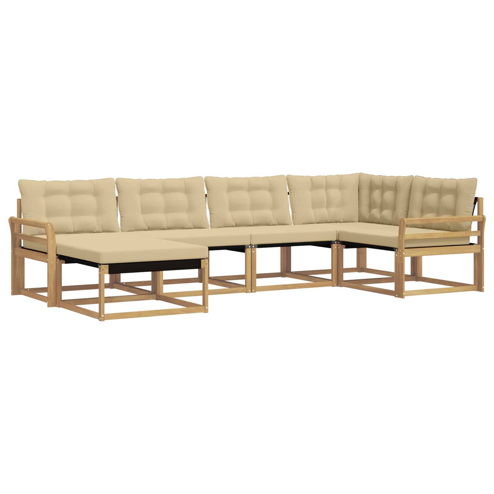 vidaXL Outdoor-Sofagarnitur mit Kissen 6 pcs Weiß und Beige