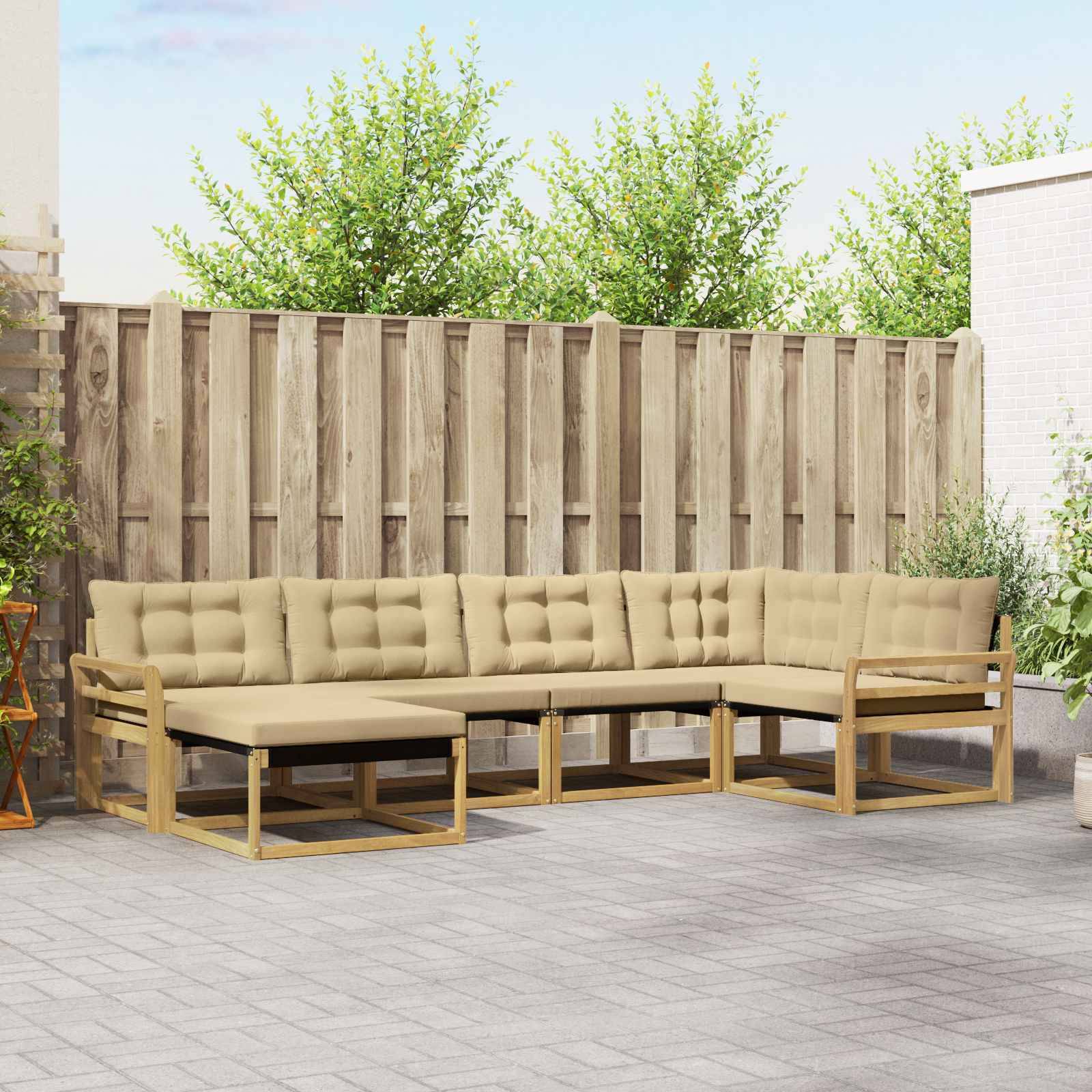 vidaXL Outdoor-Sofagarnitur mit Kissen 6 pcs Weiß und Beige