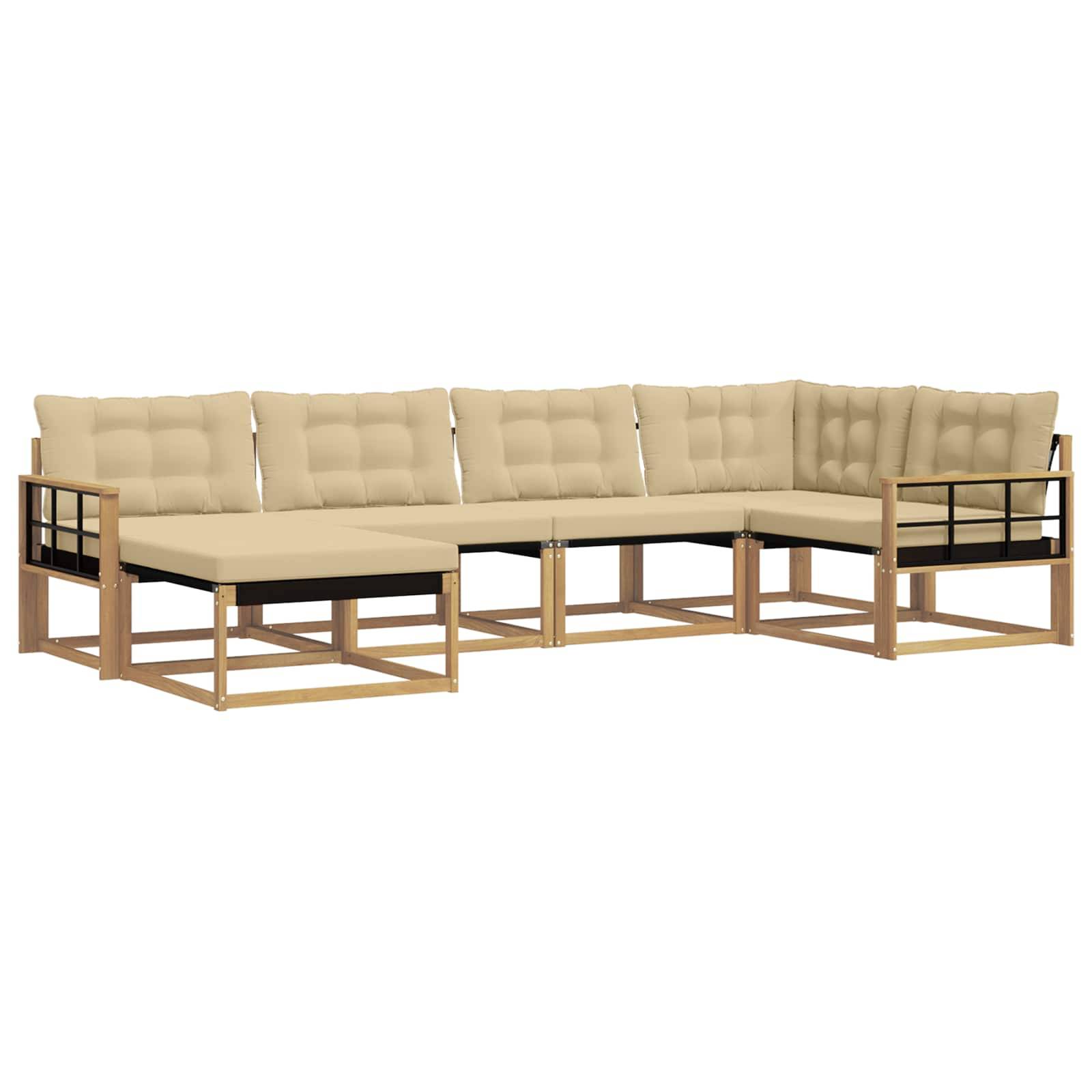vidaXL Outdoor-Sofagarnitur mit Kissen 6 pcs Weiß und Beige
