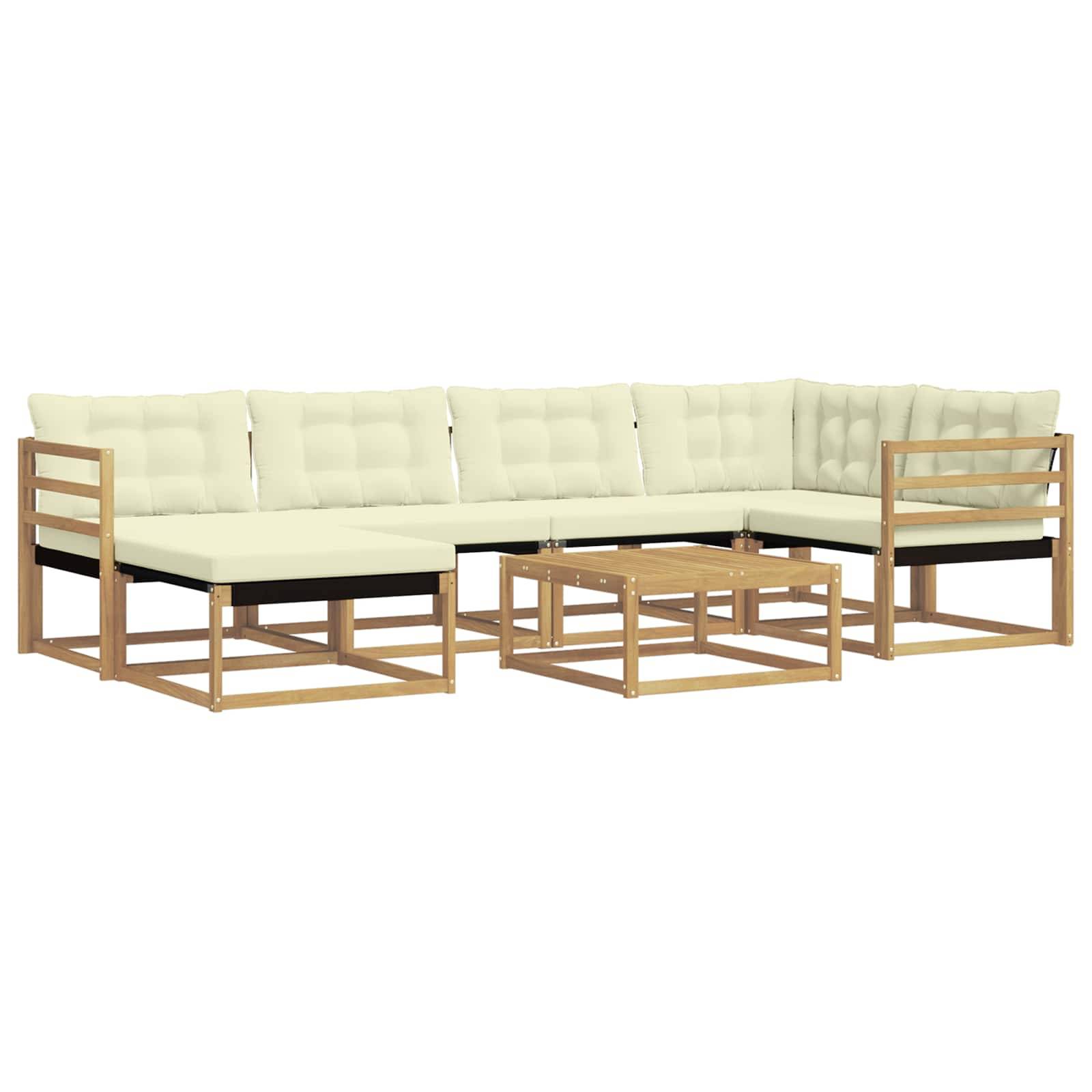 vidaXL Outdoor-Sofagarnitur 7 pcs Weiß und Creme 79 x 79 x 37 cm