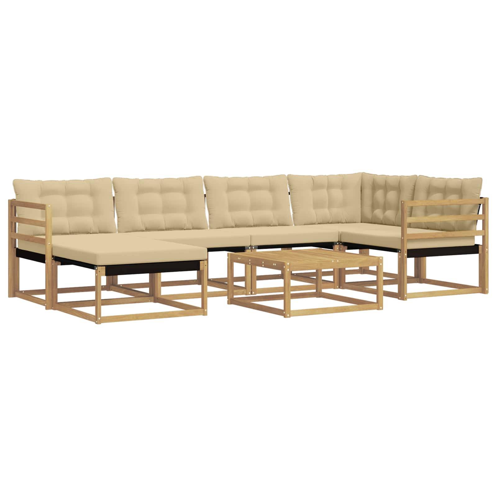 vidaXL Outdoor-Sofagarnitur 7 pcs Weiß und Beige 79 x 79 x 37 cm