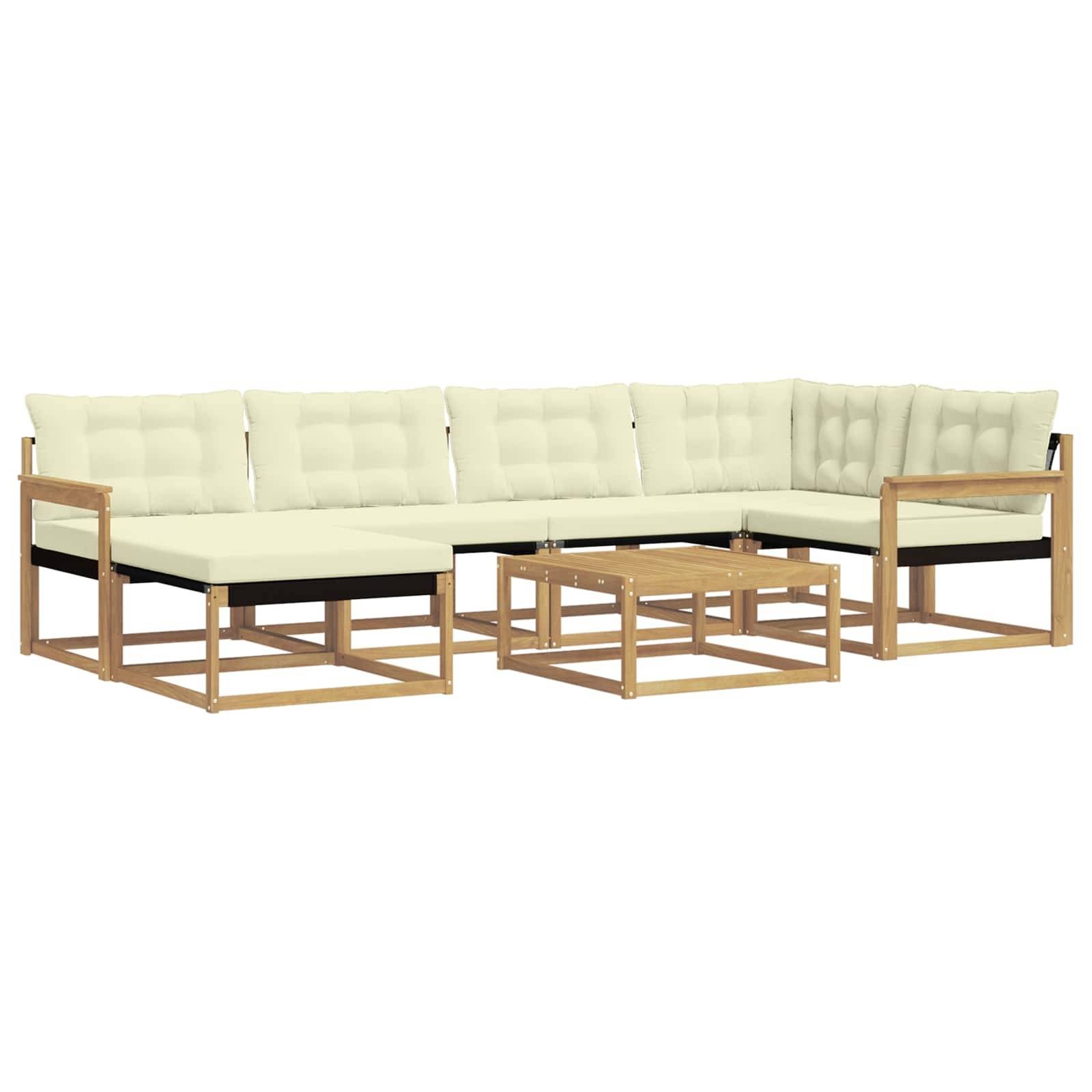 vidaXL Outdoor-Sofagarnitur 7 pcs Weiß und Creme 79 x 79 x 37 cm