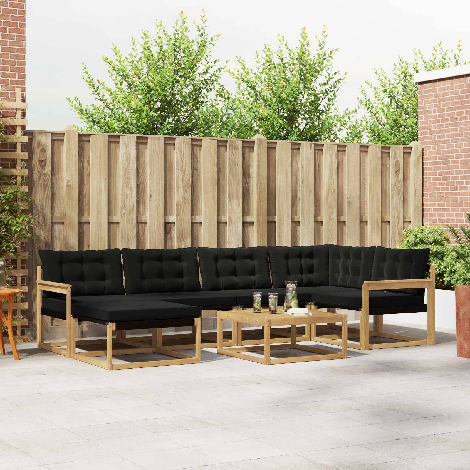 vidaXL Outdoor-Sofagarnitur 7 pcs Weiß und Schwarz 79 x 79 x 37 cm