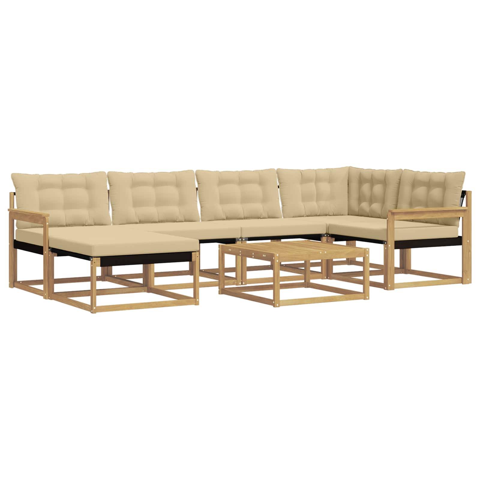 vidaXL Outdoor-Sofagarnitur 7 pcs Weiß und Beige 79 x 79 x 37 cm