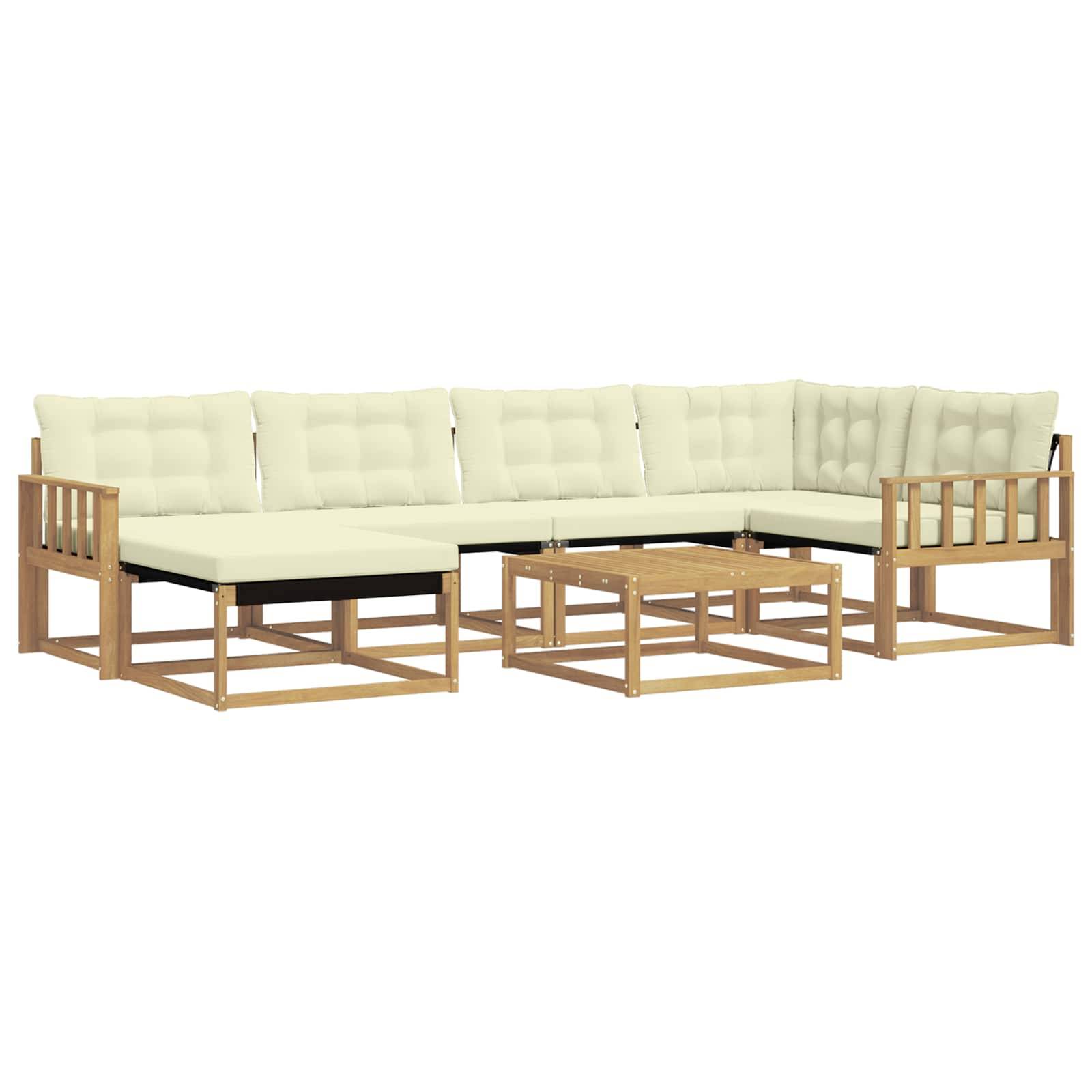 vidaXL Outdoor-Sofagarnitur 7 pcs Weiß und Creme 79 x 79 x 37 cm