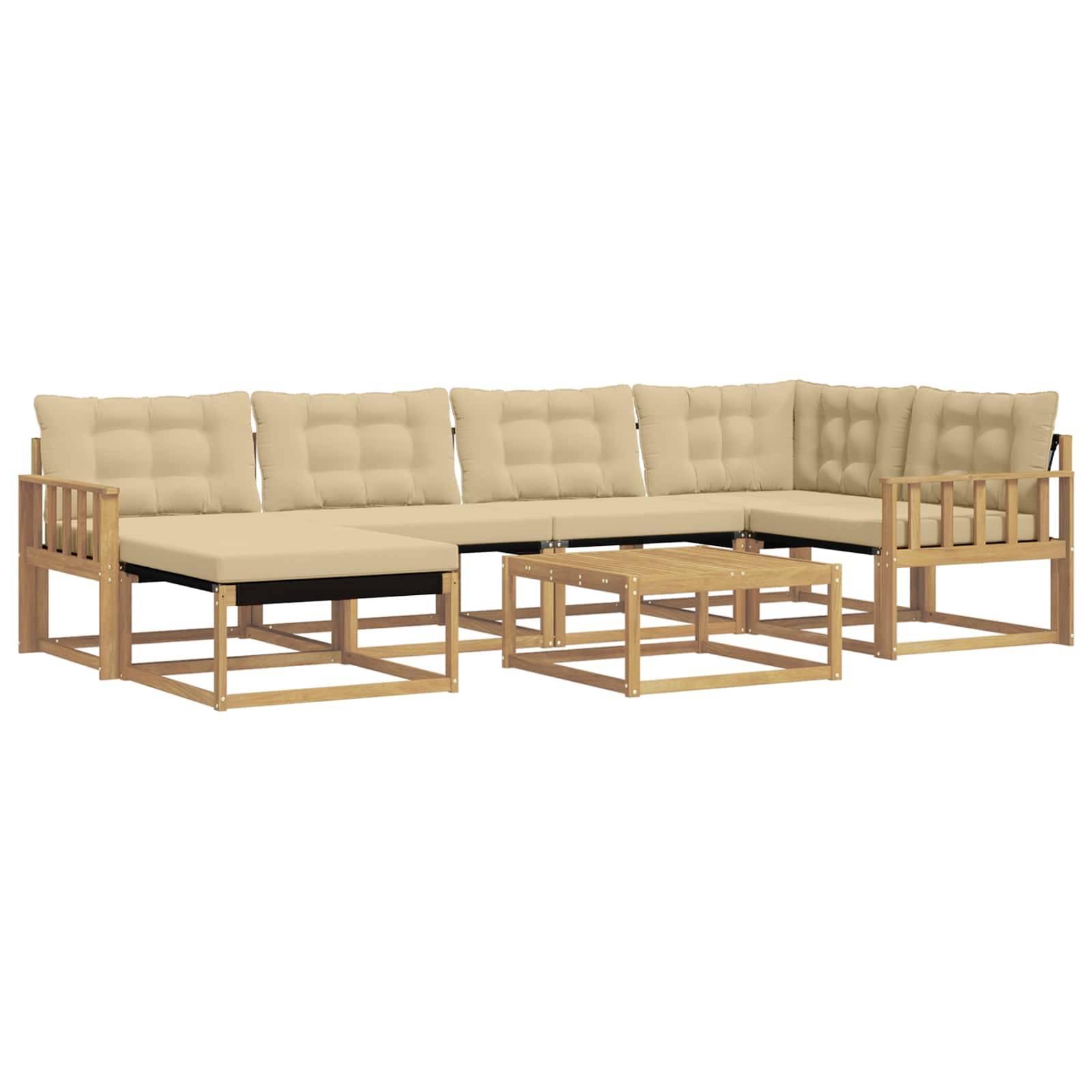 vidaXL Outdoor-Sofagarnitur 7 pcs Weiß und Beige 79 x 79 x 37 cm