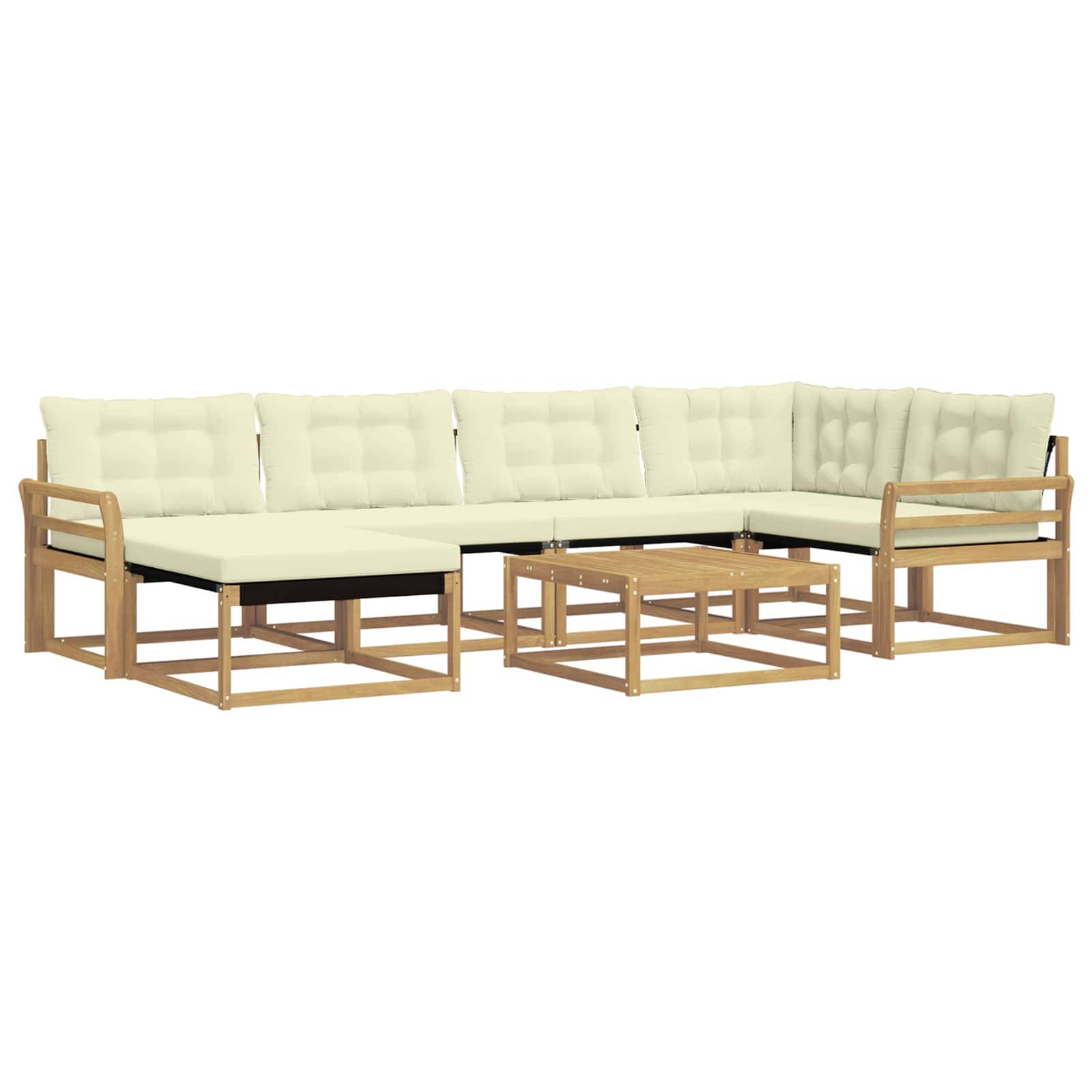 vidaXL Outdoor-Sofagarnitur 7 pcs Weiß und Creme 79 x 79 x 37 cm