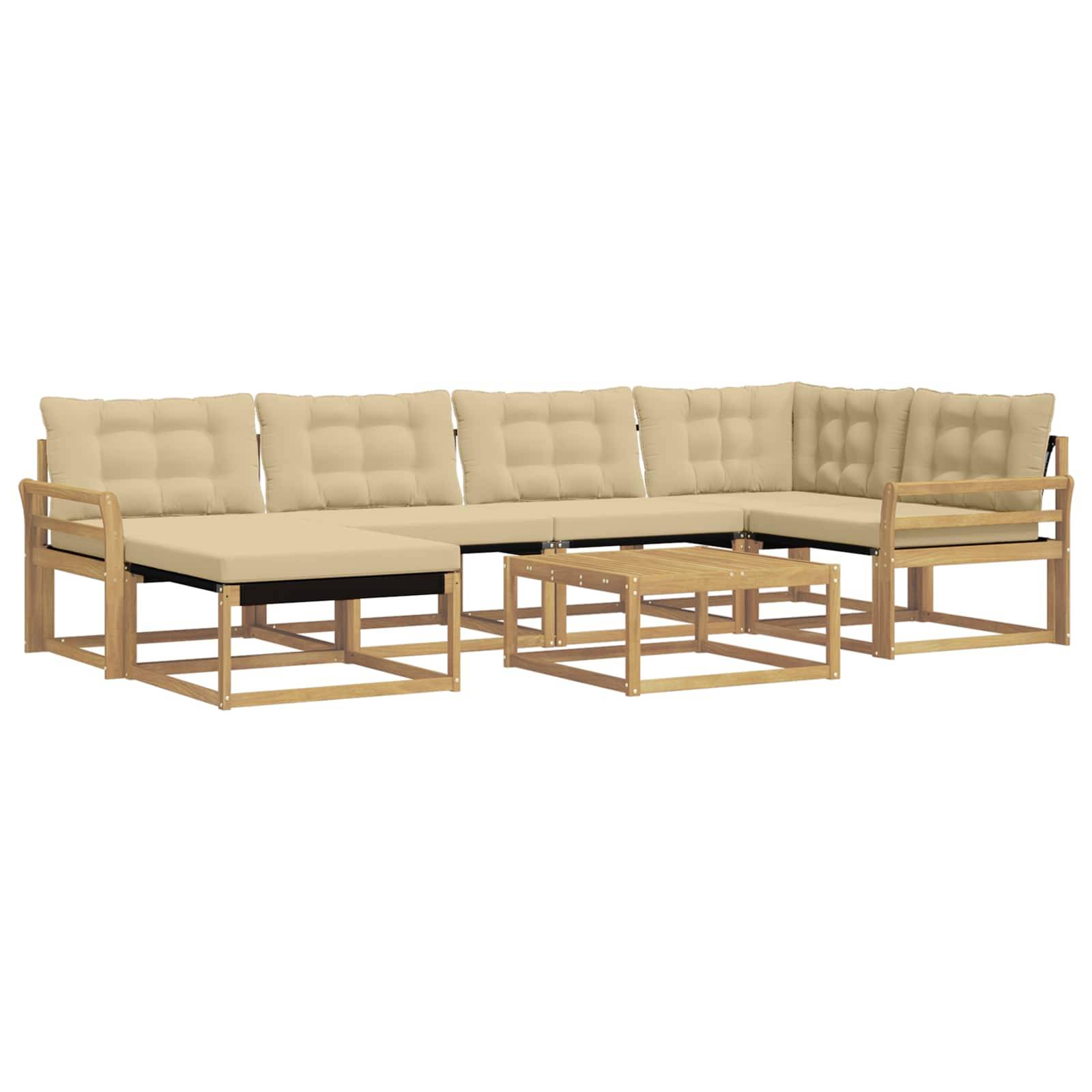 vidaXL Outdoor-Sofagarnitur 7 pcs Weiß und Beige 79 x 79 x 37 cm