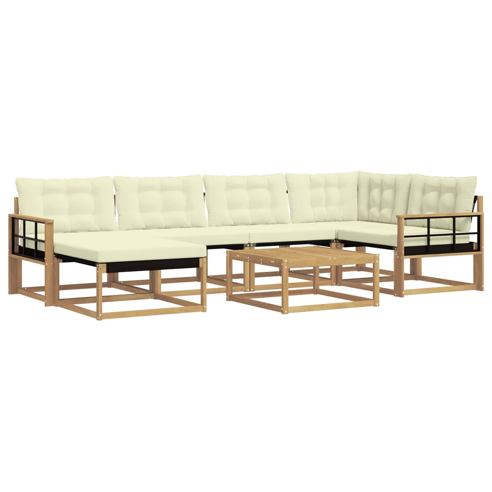 vidaXL Outdoor-Sofagarnitur 7 pcs Weiß und Creme 79 x 79 x 37 cm