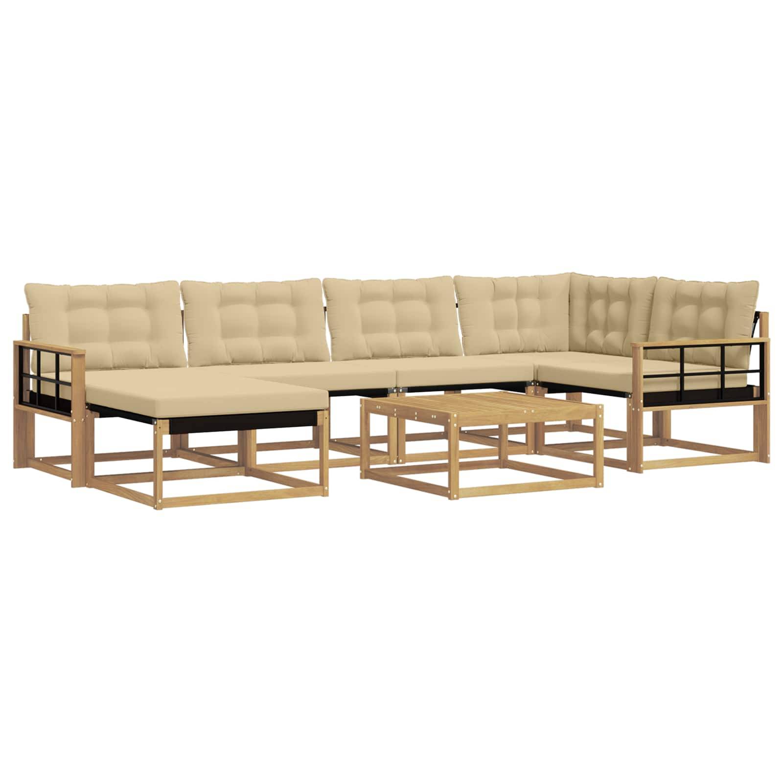 vidaXL Outdoor-Sofagarnitur 7 pcs Weiß und Beige 79 x 79 x 37 cm