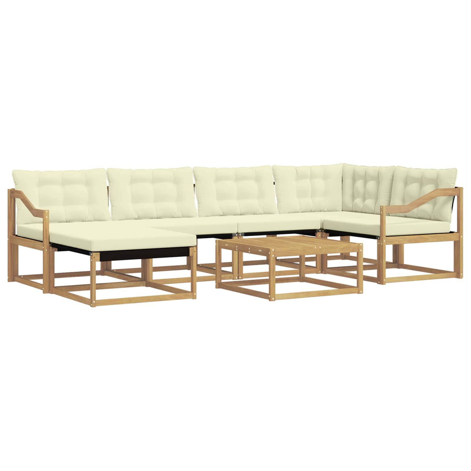 vidaXL Outdoor-Sofagarnitur 7 pcs Weiß und Creme 79 x 79 x 37 cm