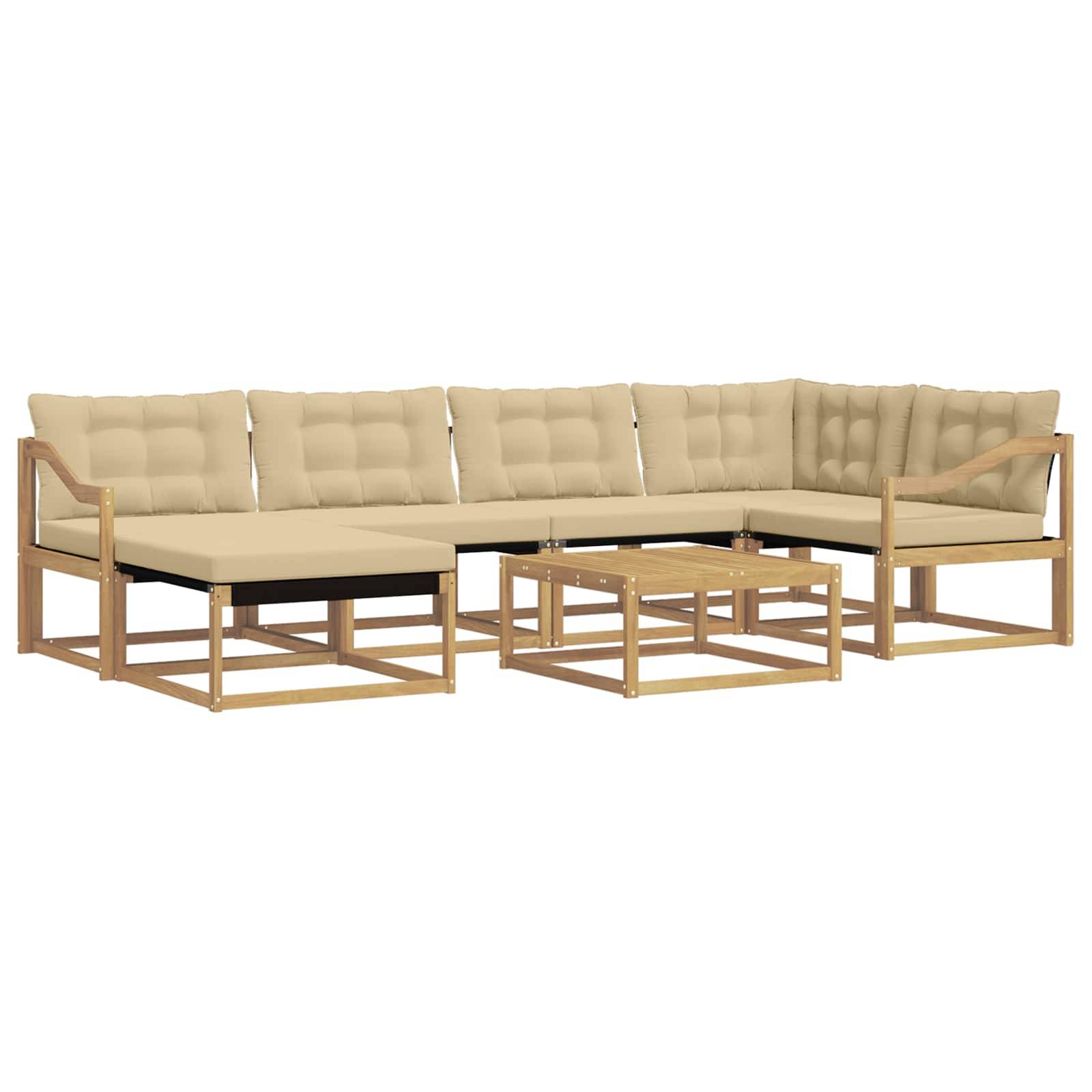 vidaXL Outdoor-Sofagarnitur 7 pcs Weiß und Beige 79 x 79 x 37 cm