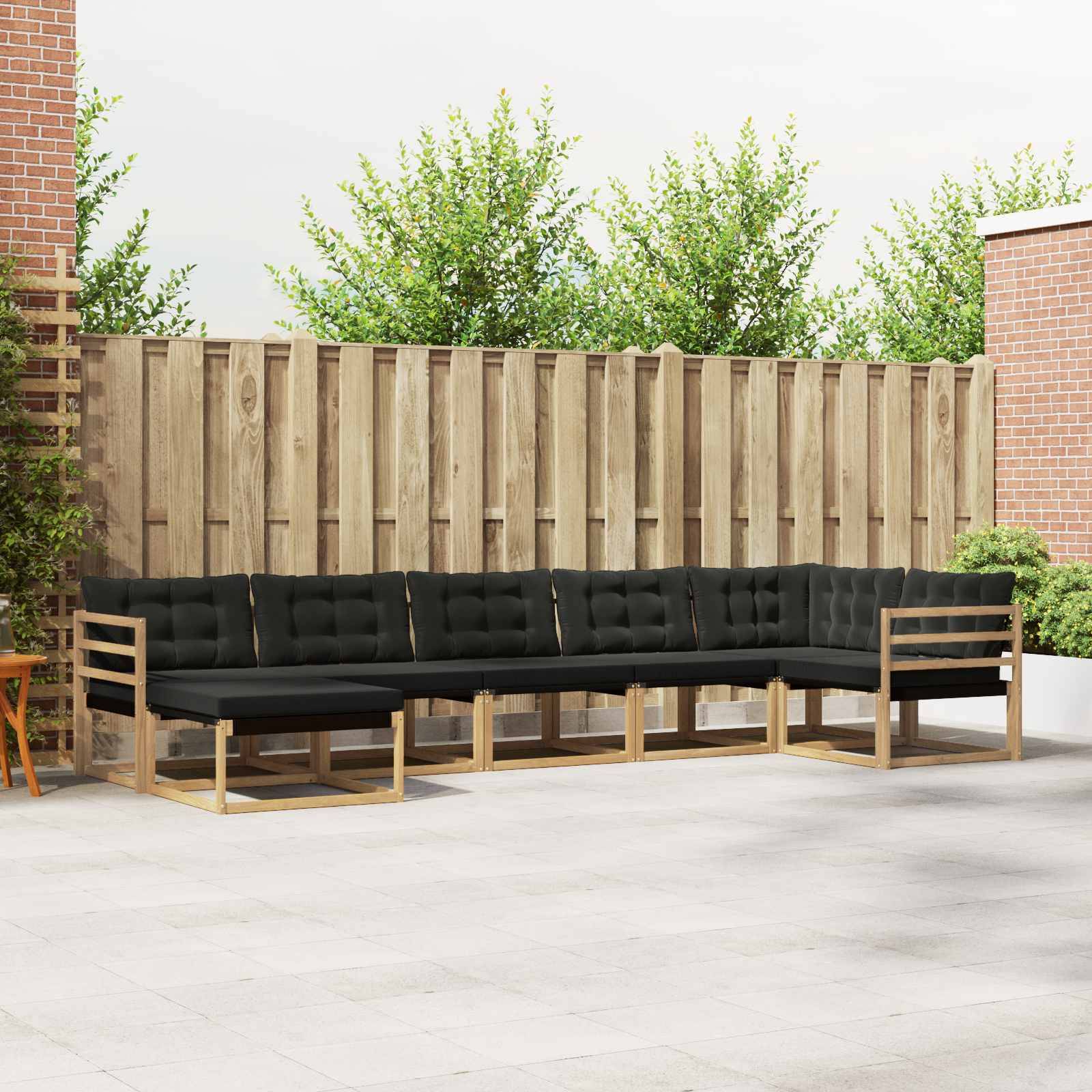 vidaXL Outdoor-Sofagarnitur mit Kissen 7 pcs Weiß und Schwarz
