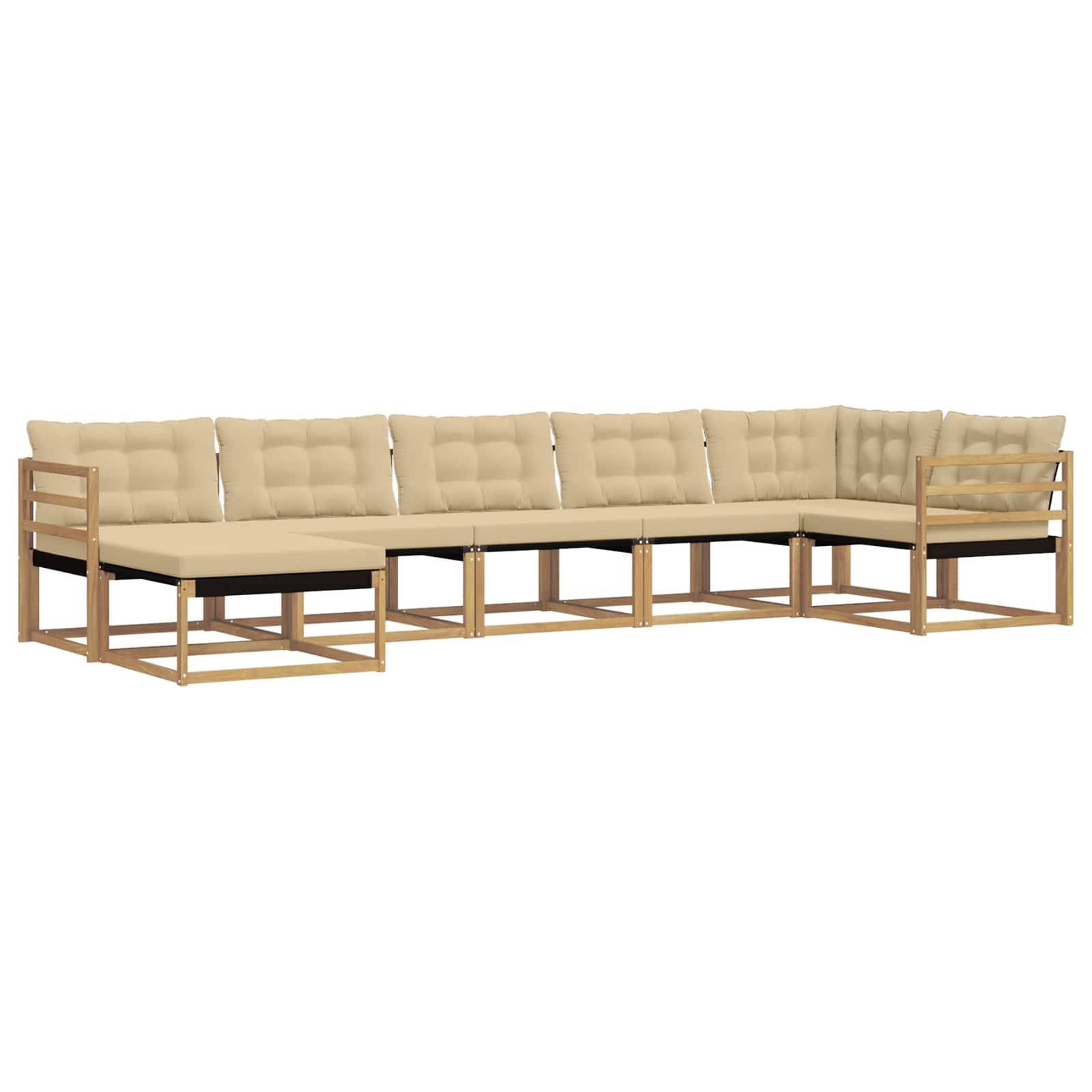 vidaXL Outdoor-Sofagarnitur mit Kissen 7 pcs Weiß und Beige