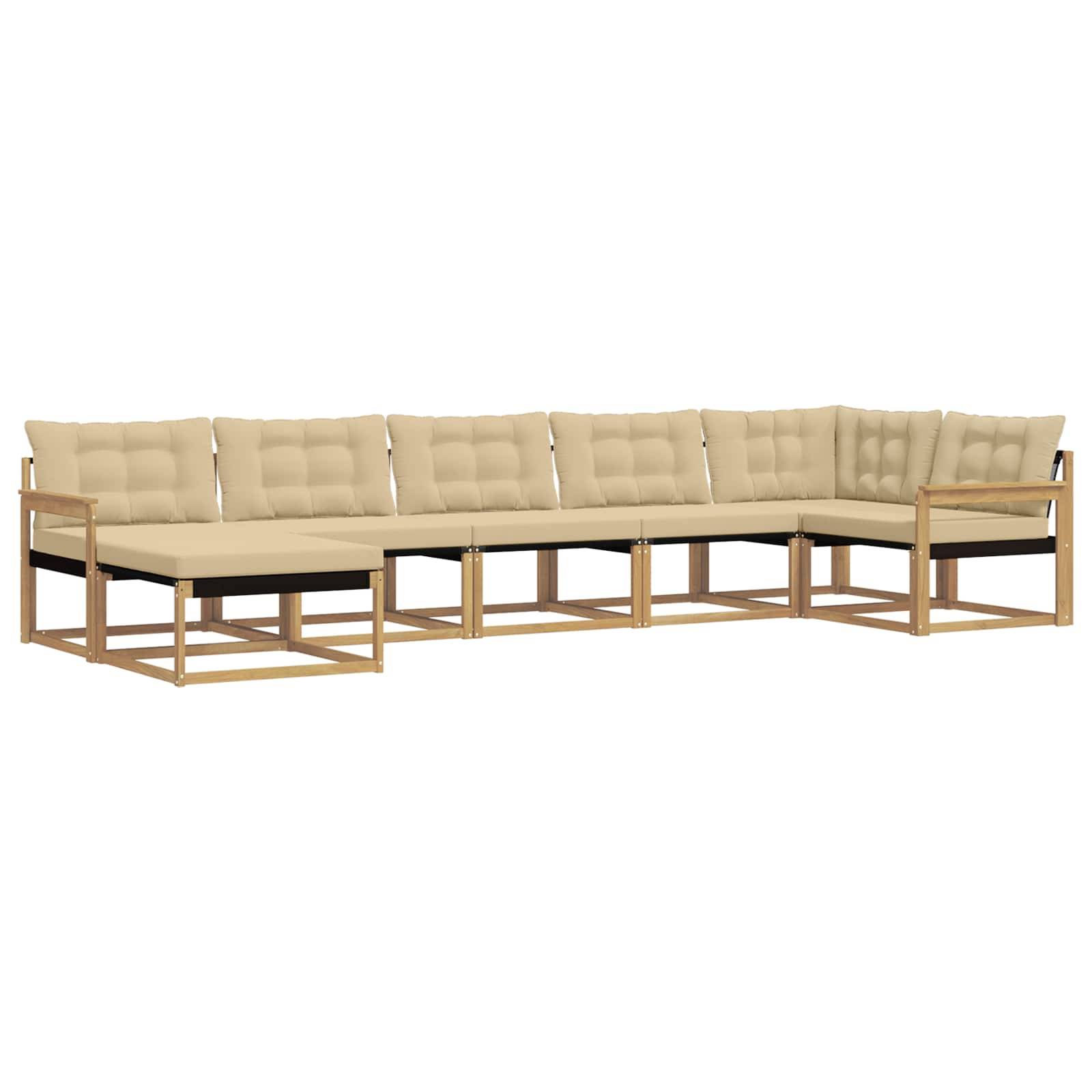 vidaXL Outdoor-Sofagarnitur mit Kissen 7 pcs Weiß und Beige