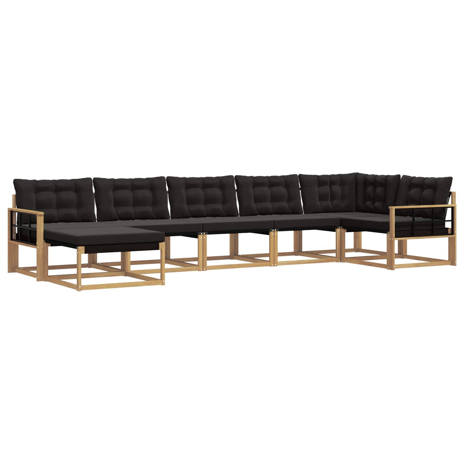 vidaXL Outdoor-Sofagarnitur mit Kissen 7 pcs Weiß und Schwarz