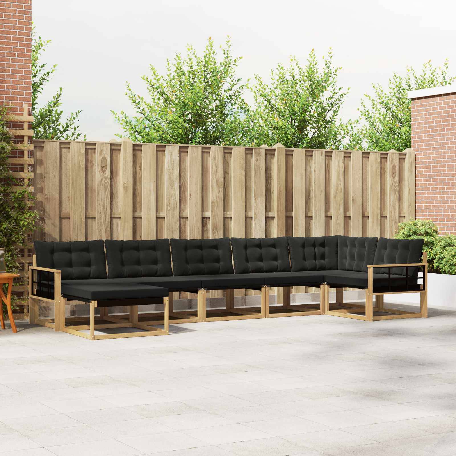 vidaXL Outdoor-Sofagarnitur mit Kissen 7 pcs Weiß und Schwarz