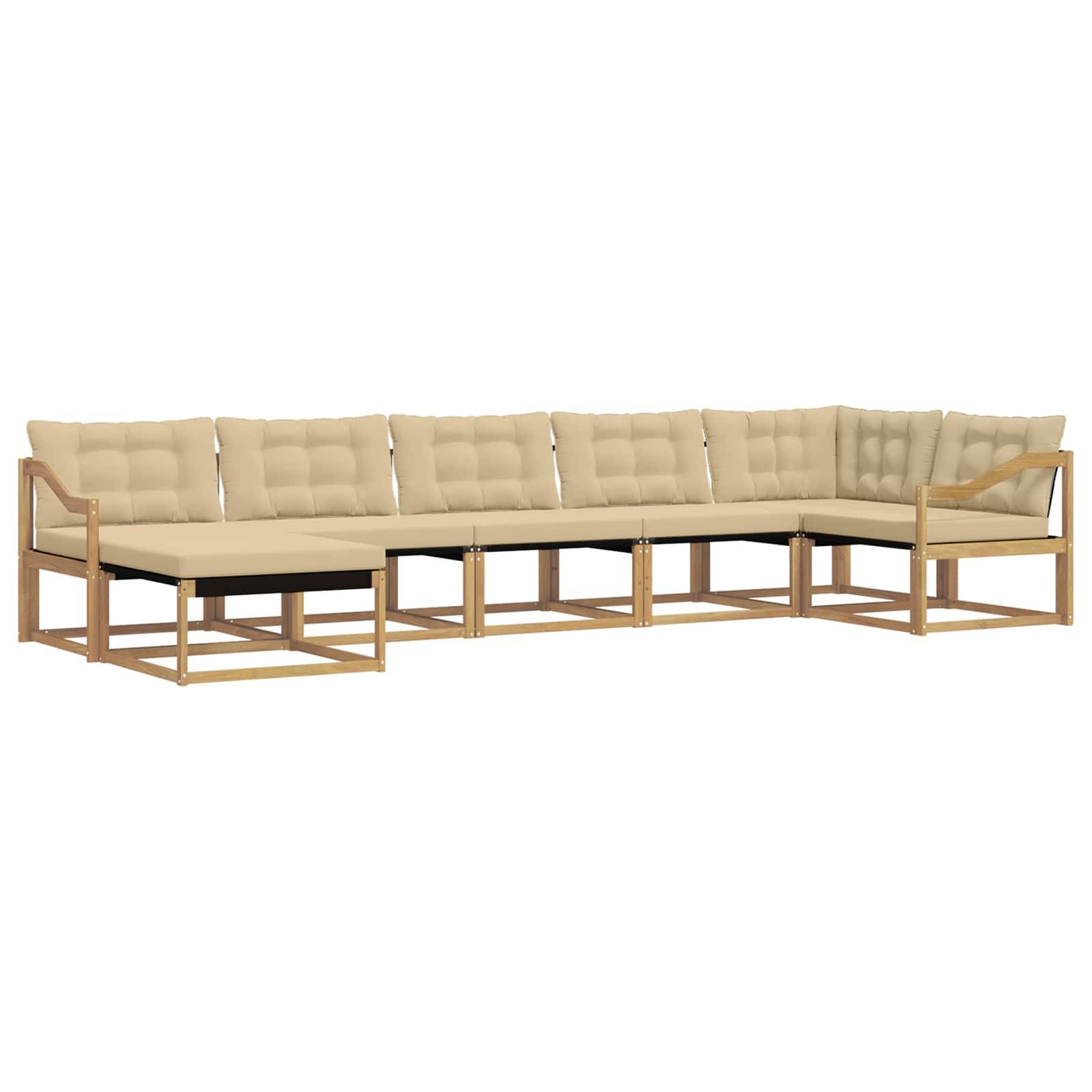 vidaXL Outdoor-Sofagarnitur mit Kissen 7 pcs Weiß und Beige