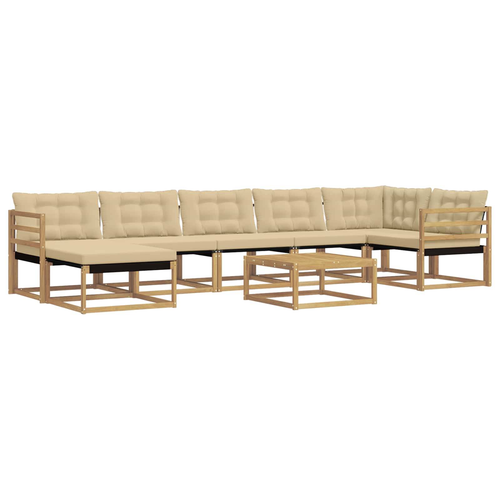 vidaXL Outdoor-Sofagarnitur 8 pcs Weiß und Beige 79 x 79 x 37 cm