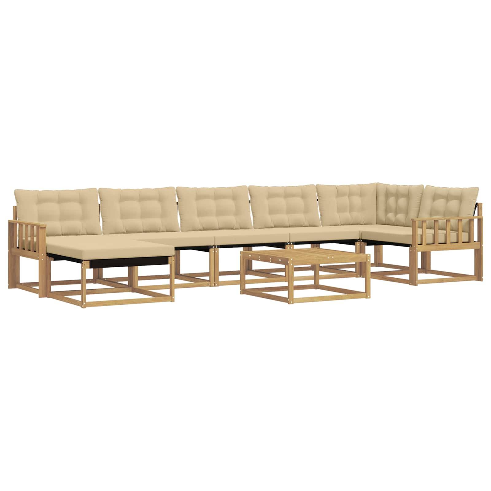 vidaXL Outdoor-Sofagarnitur 8 pcs Weiß und Beige 79 x 79 x 37 cm