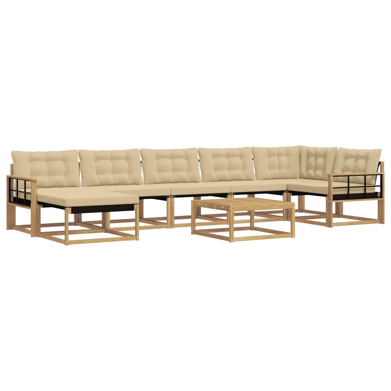 vidaXL Outdoor-Sofagarnitur 8 pcs Weiß und Beige 79 x 79 x 37 cm