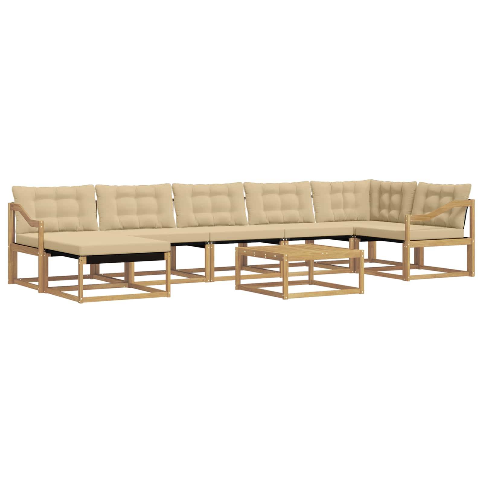 vidaXL Outdoor-Sofagarnitur 8 pcs Weiß und Beige 79 x 79 x 37 cm