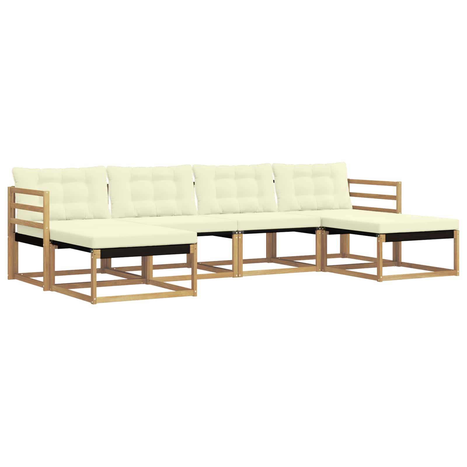 vidaXL Outdoor-Sofagarnitur mit Kissen 6 pcs Weiß und Creme