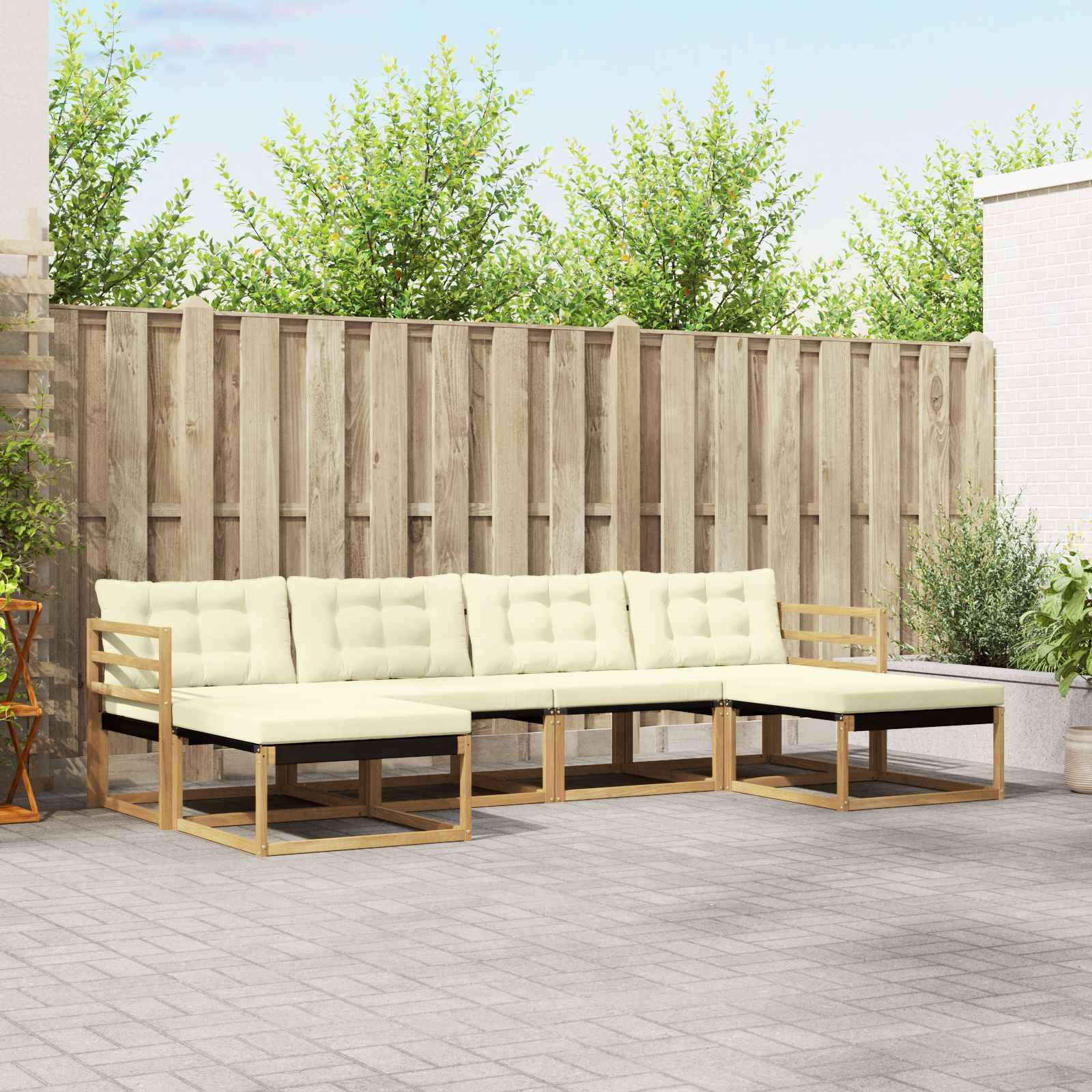vidaXL Outdoor-Sofagarnitur mit Kissen 6 pcs Weiß und Creme