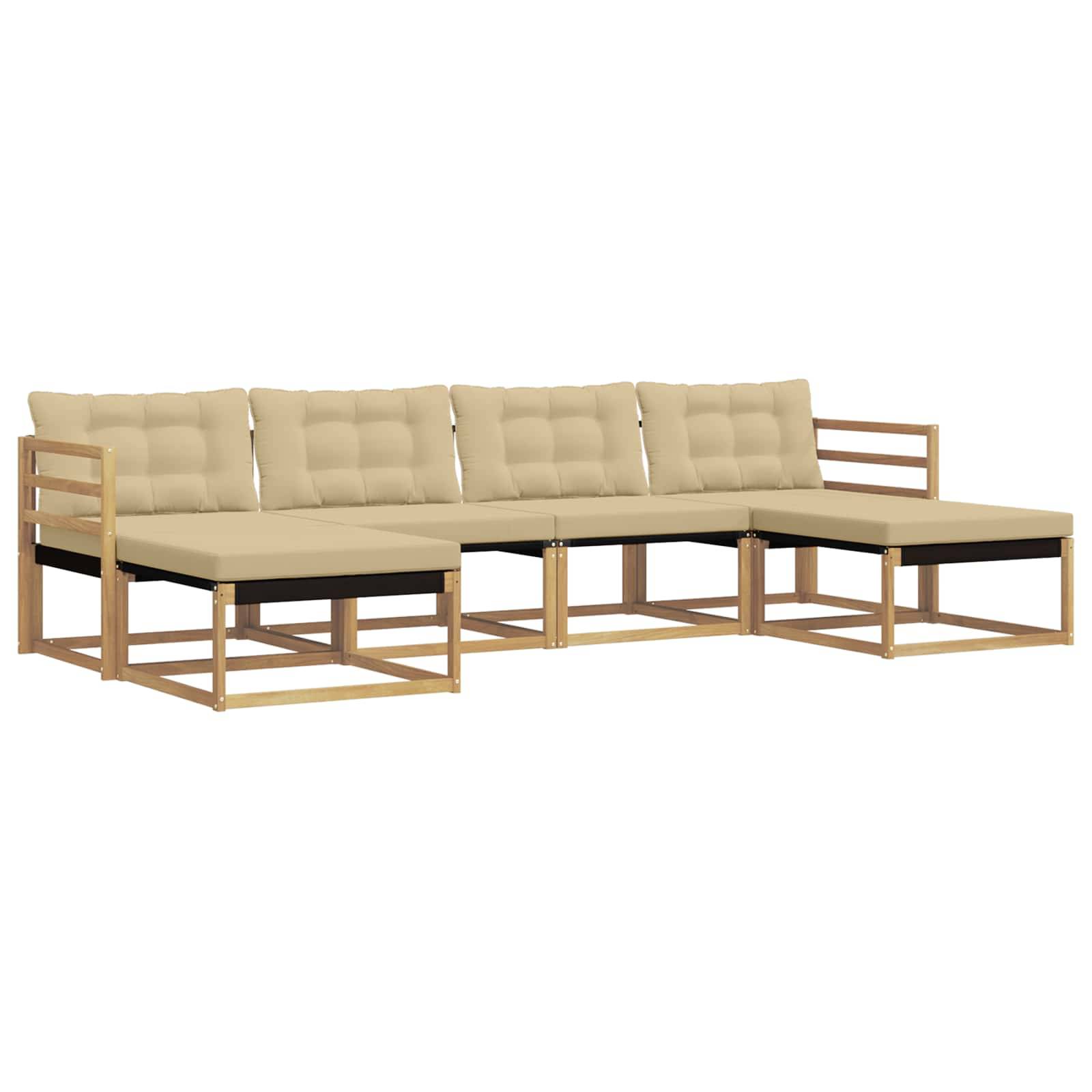 vidaXL Outdoor-Sofagarnitur mit Kissen 6 pcs Weiß und Beige
