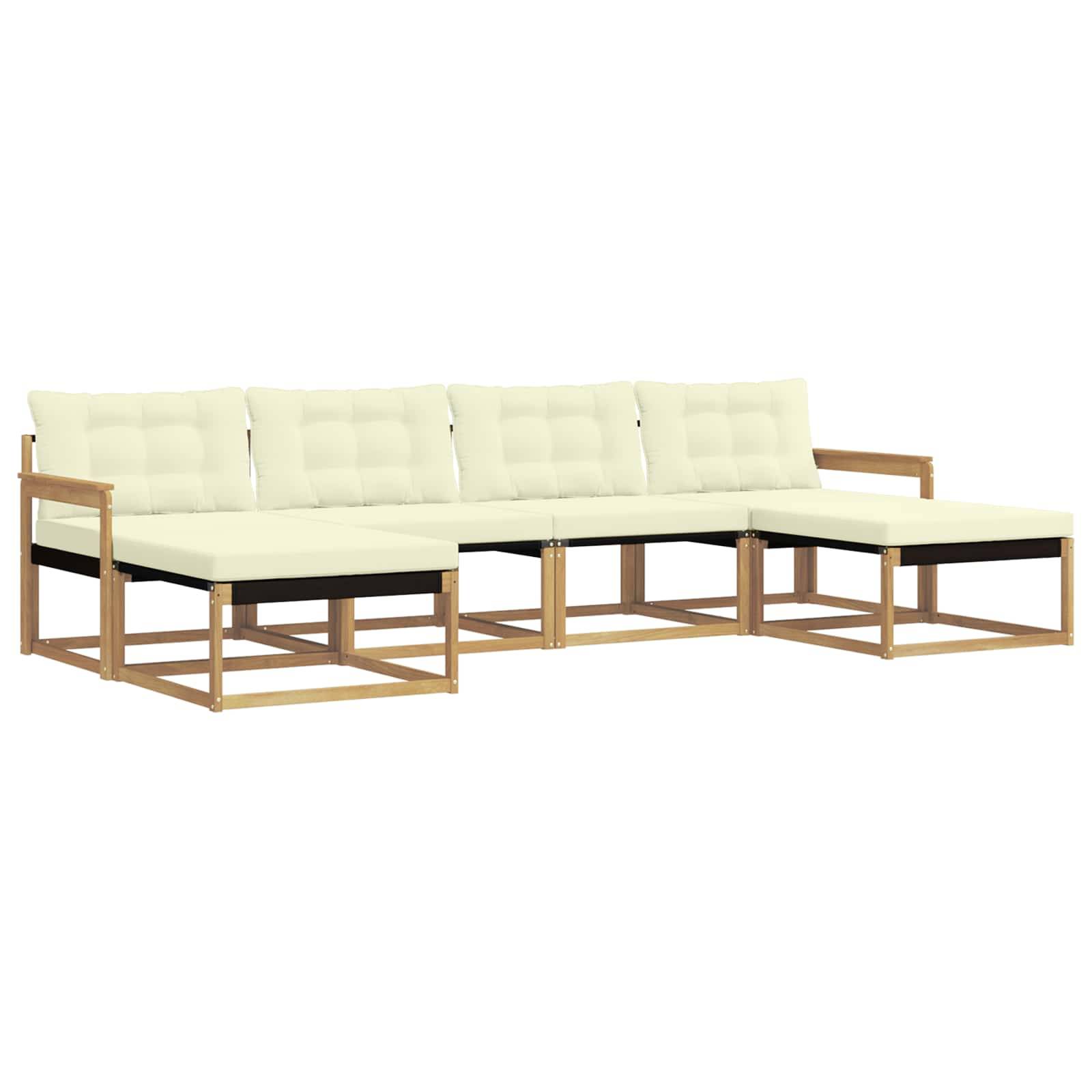 vidaXL Outdoor-Sofagarnitur mit Kissen 6 pcs Weiß und Creme