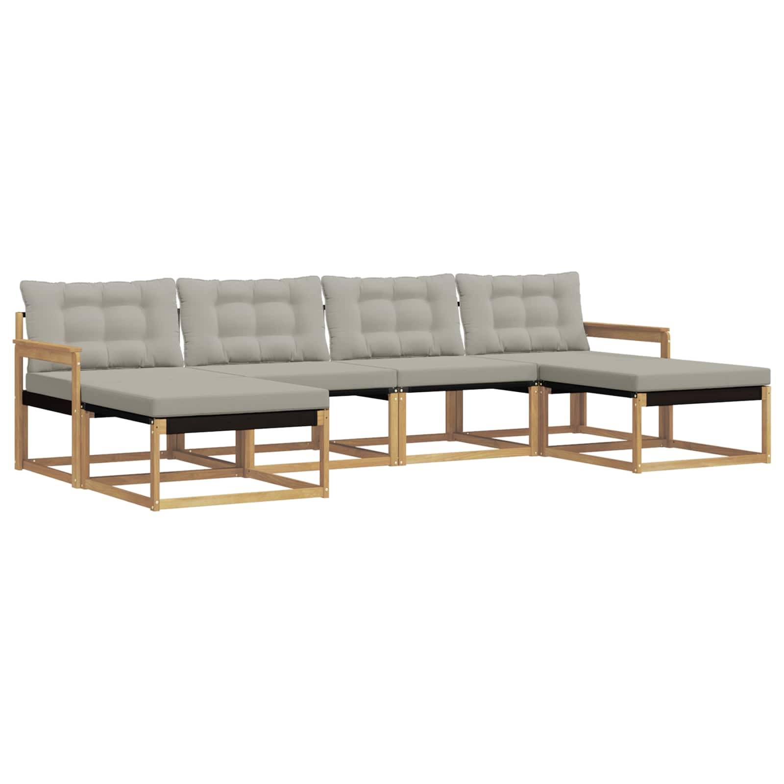 vidaXL Outdoor-Sofagarnitur mit Kissen 6 pcs Weiß und Hellgrau