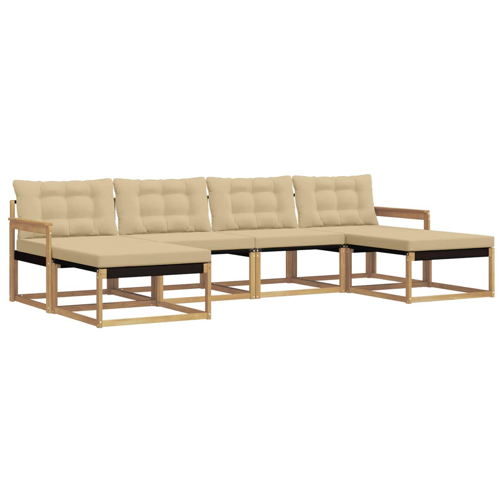 vidaXL Outdoor-Sofagarnitur mit Kissen 6 pcs Weiß und Beige