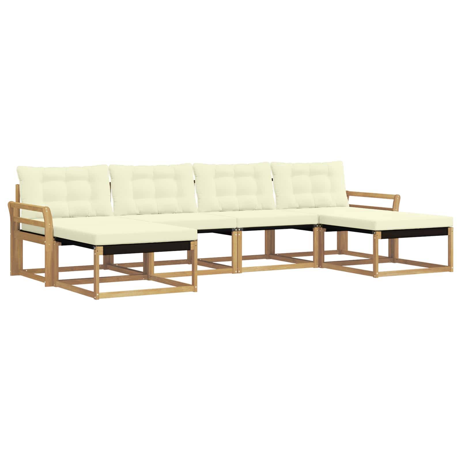 vidaXL Outdoor-Sofagarnitur mit Kissen 6 pcs Weiß und Creme