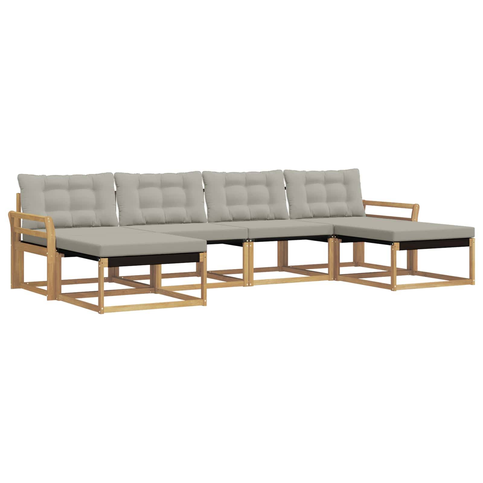 vidaXL Outdoor-Sofagarnitur mit Kissen 6 pcs Weiß und Hellgrau