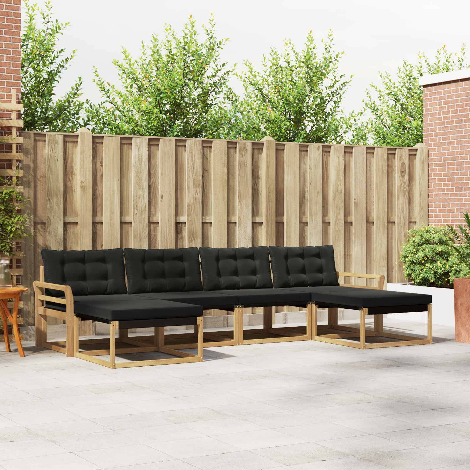 vidaXL Outdoor-Sofagarnitur mit Kissen 6 pcs Weiß und Schwarz