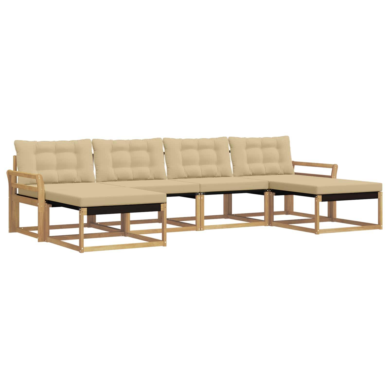 vidaXL Outdoor-Sofagarnitur mit Kissen 6 pcs Weiß und Beige