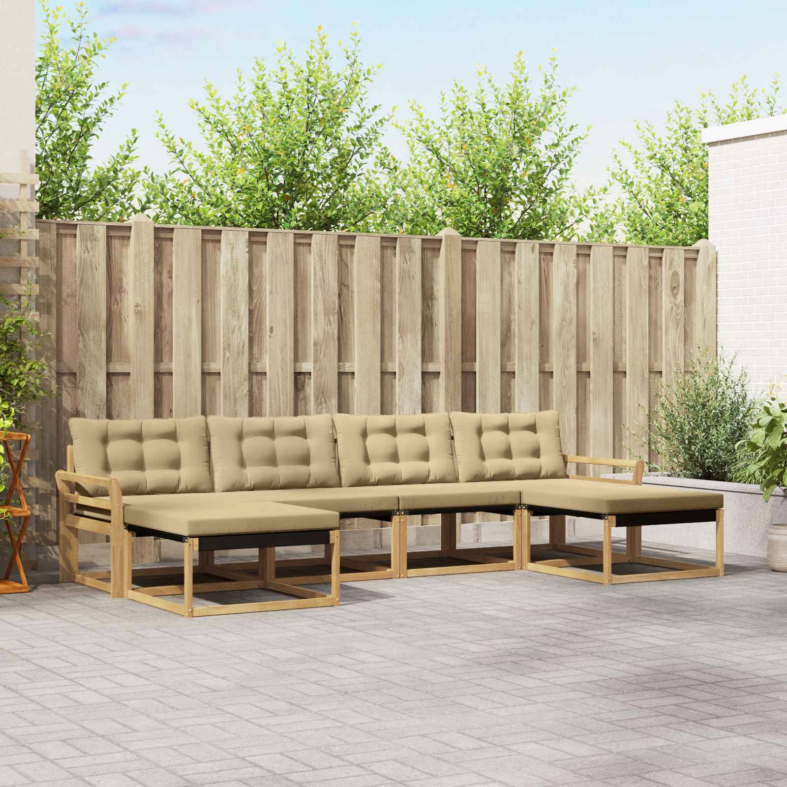 vidaXL Outdoor-Sofagarnitur mit Kissen 6 pcs Weiß und Beige