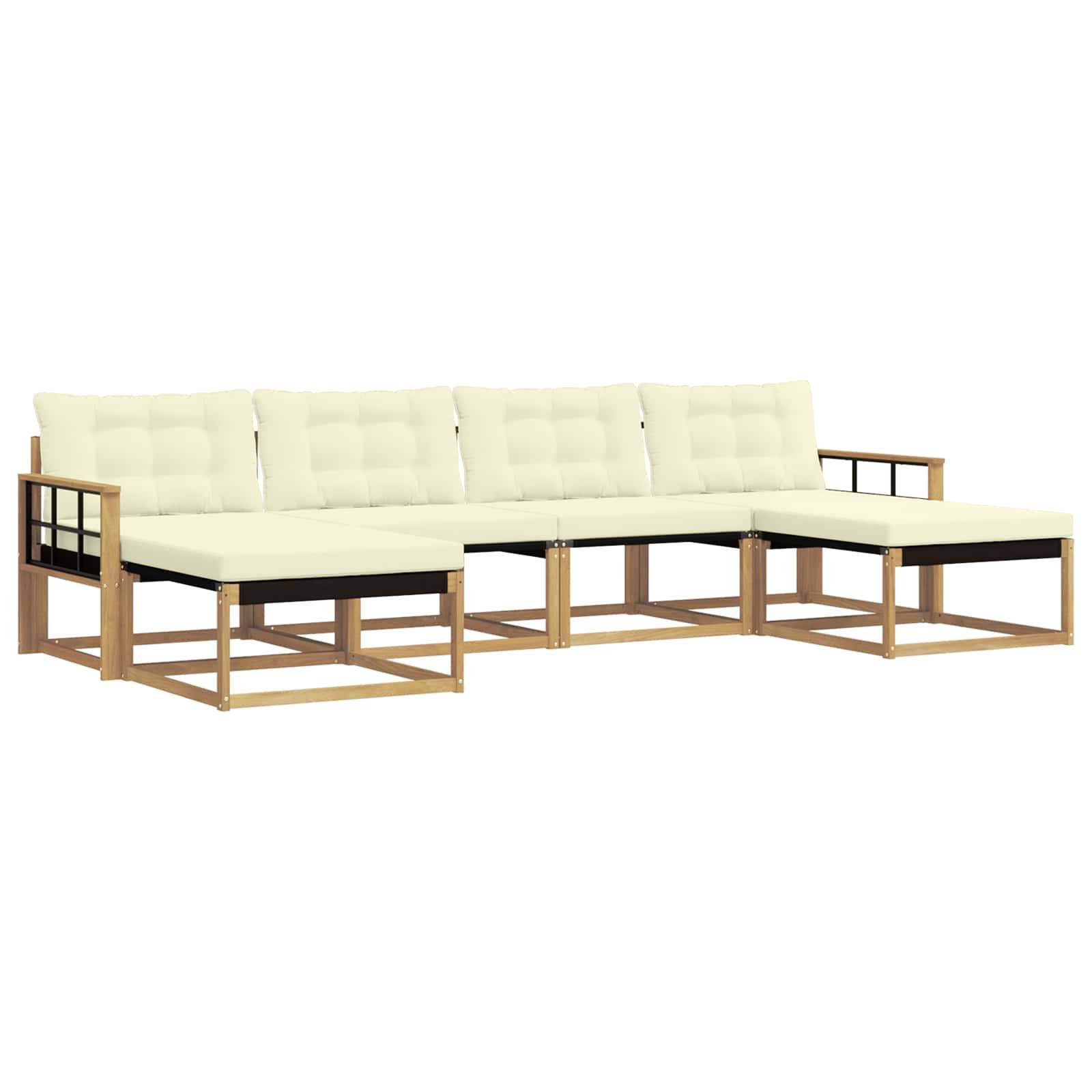 vidaXL Outdoor-Sofagarnitur mit Kissen 6 pcs Weiß und Creme