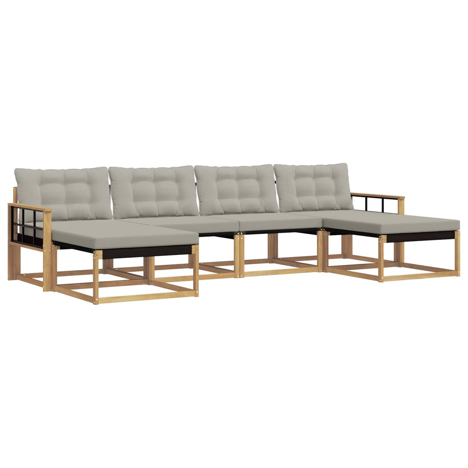 vidaXL Outdoor-Sofagarnitur mit Kissen 6 pcs Weiß und Hellgrau