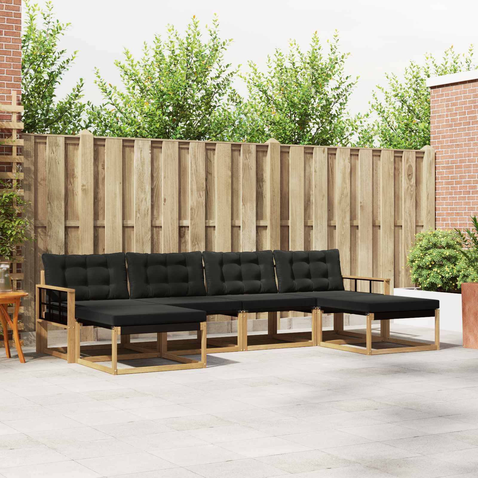 vidaXL Outdoor-Sofagarnitur mit Kissen 6 pcs Weiß und Schwarz