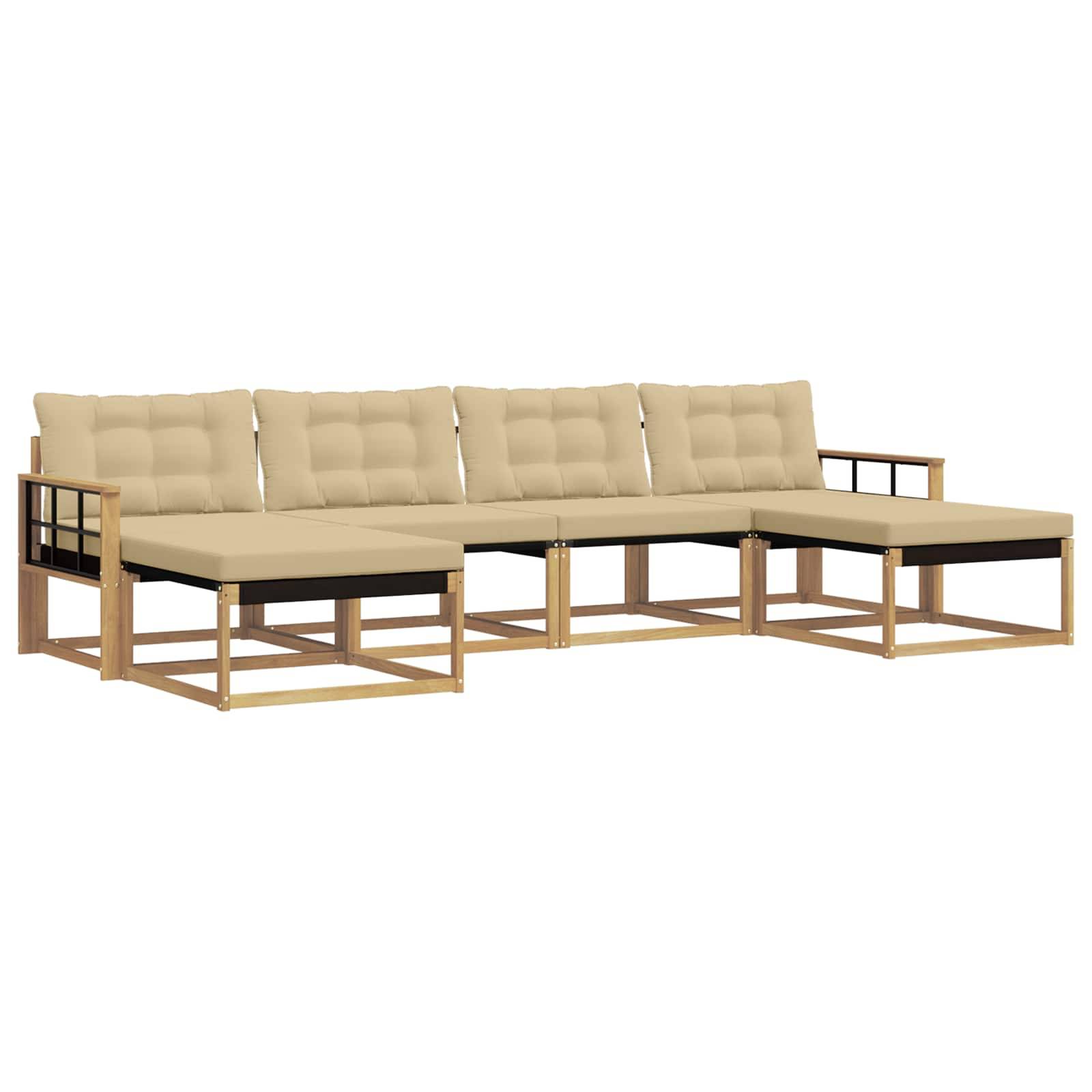 vidaXL Outdoor-Sofagarnitur mit Kissen 6 pcs Weiß und Beige