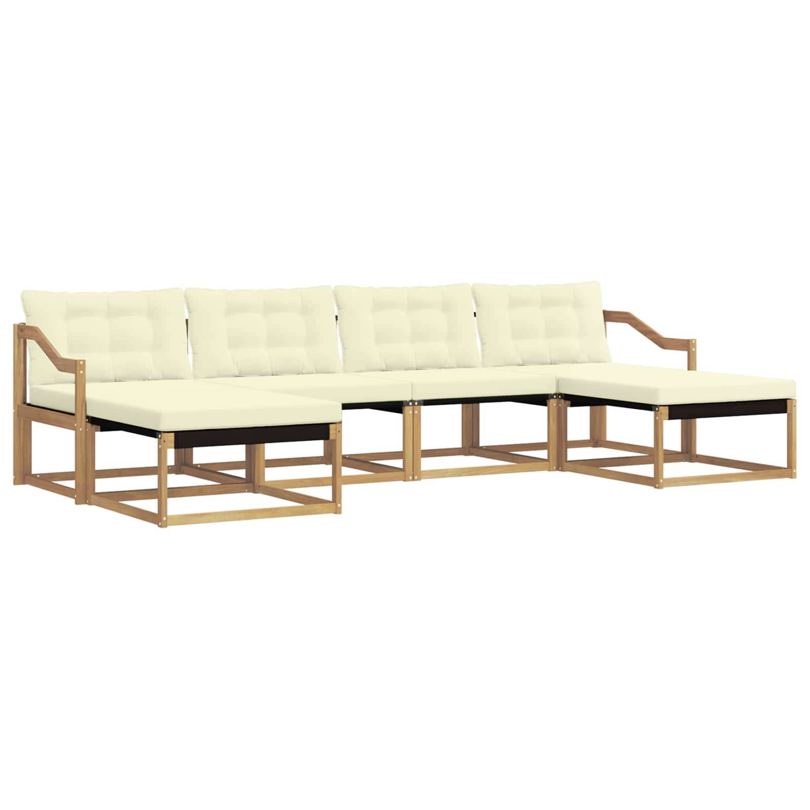 vidaXL Outdoor-Sofagarnitur mit Kissen 6 pcs Weiß und Creme