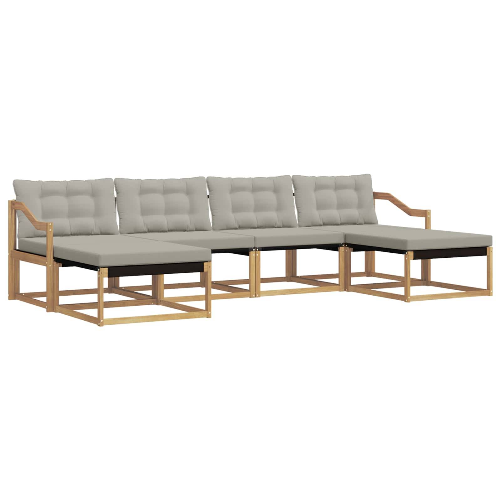 vidaXL Outdoor-Sofagarnitur mit Kissen 6 pcs Weiß und Hellgrau