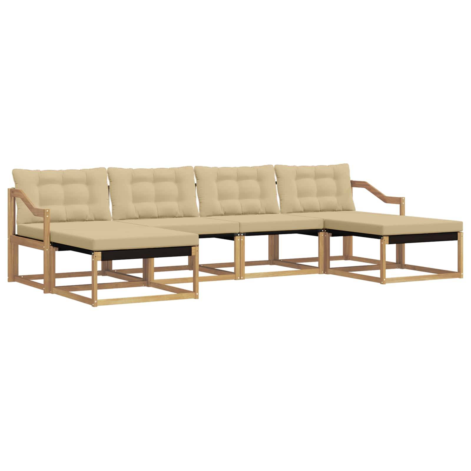 vidaXL Outdoor-Sofagarnitur mit Kissen 6 pcs Weiß und Beige
