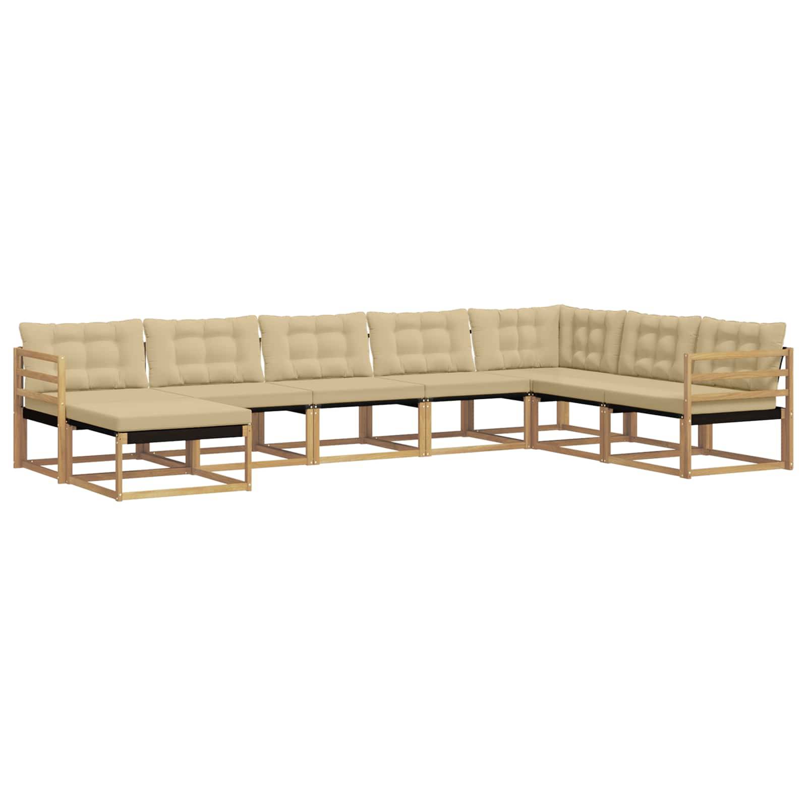vidaXL Outdoor-Sofagarnitur mit Kissen 8 pcs Weiß und Beige