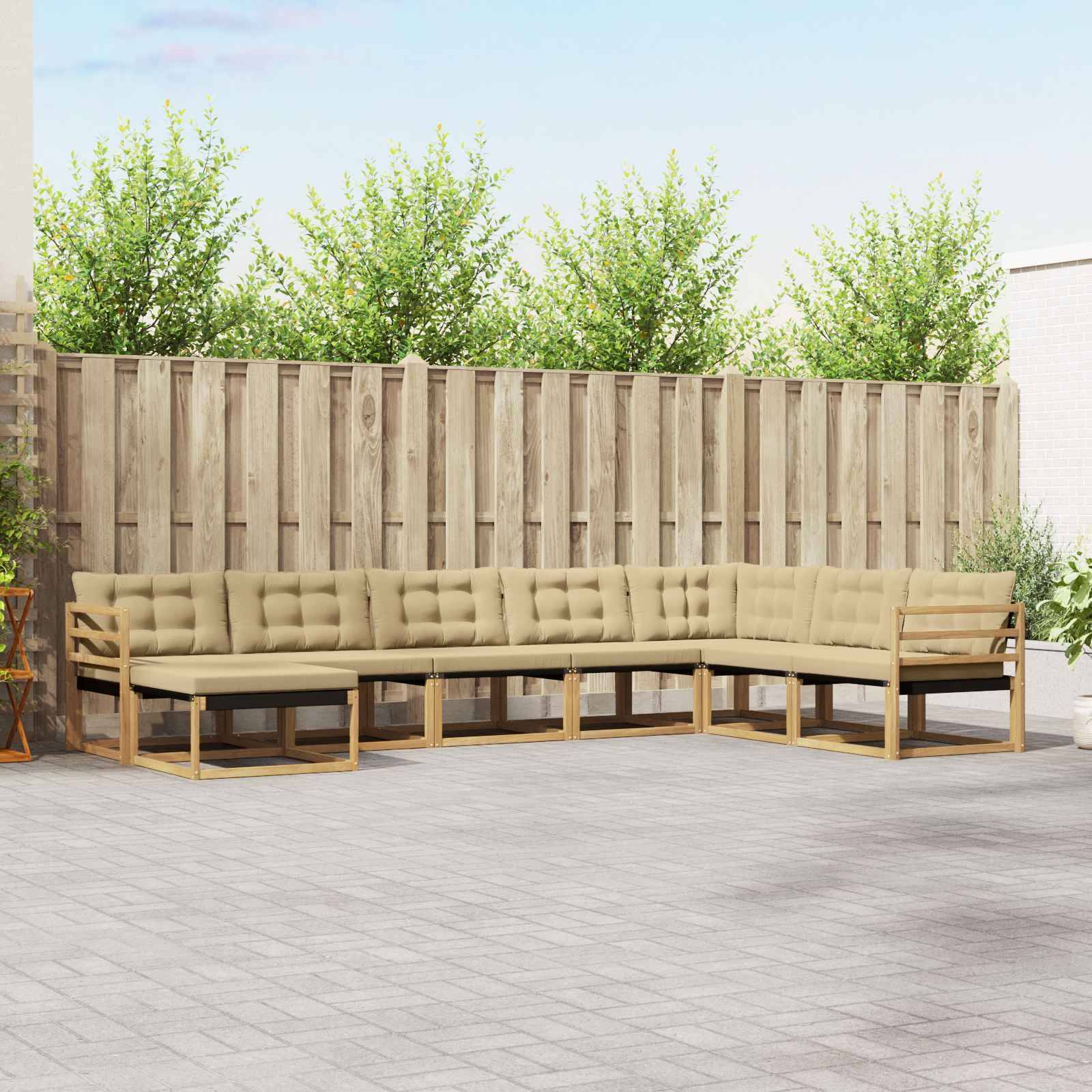 vidaXL Outdoor-Sofagarnitur mit Kissen 8 pcs Weiß und Beige