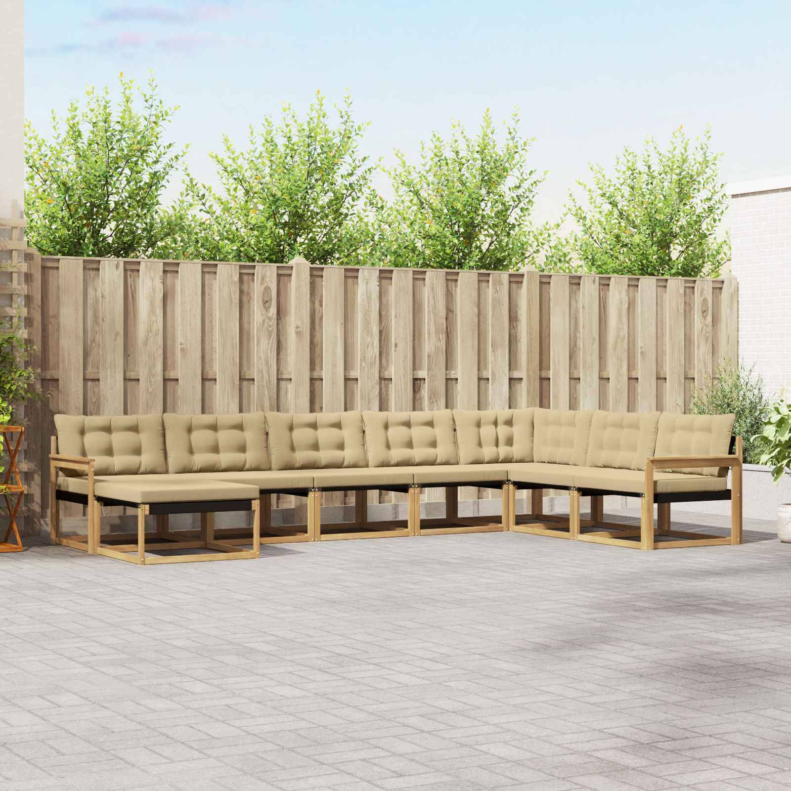 vidaXL Outdoor-Sofagarnitur mit Kissen 8 pcs Weiß und Beige