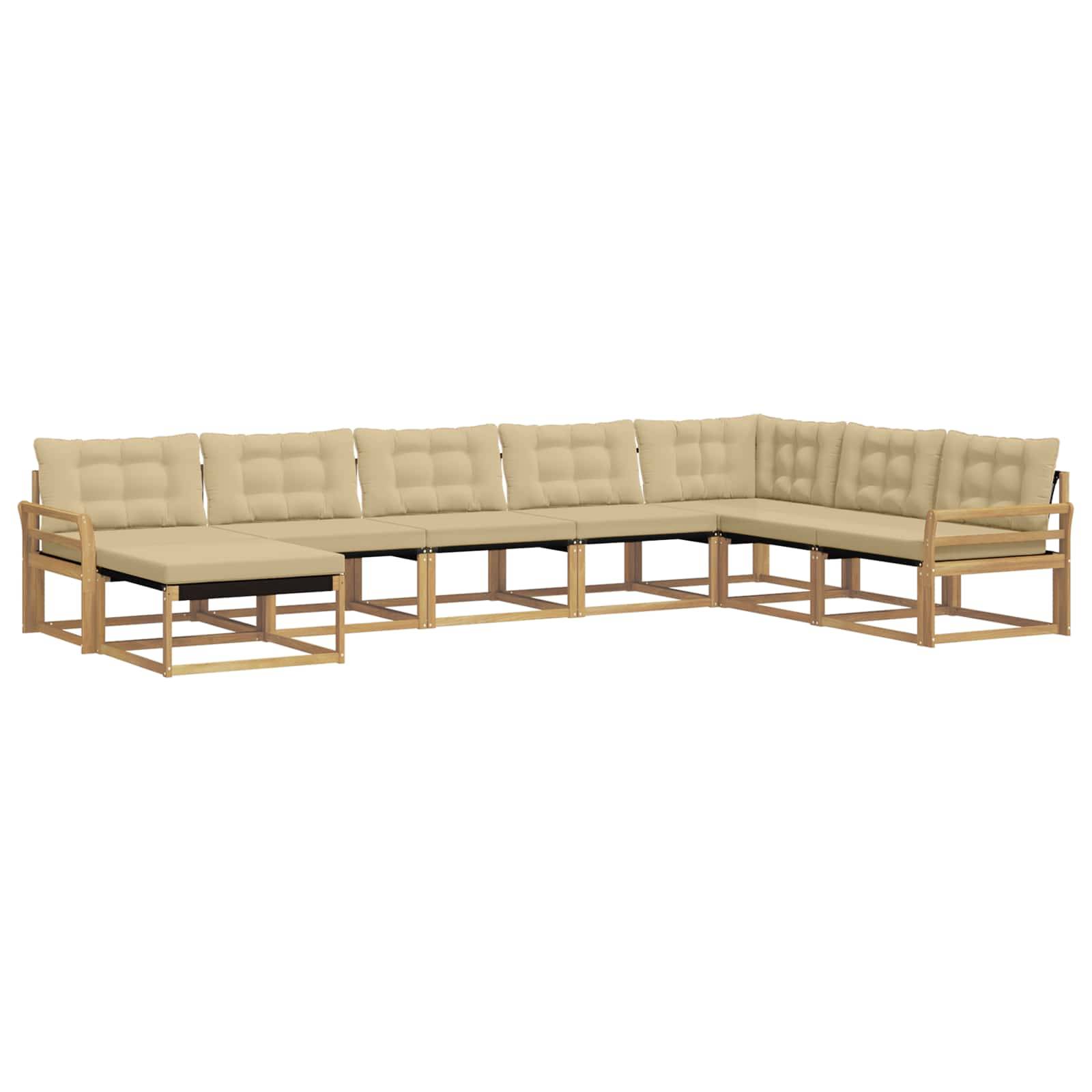 vidaXL Outdoor-Sofagarnitur mit Kissen 8 pcs Weiß und Beige