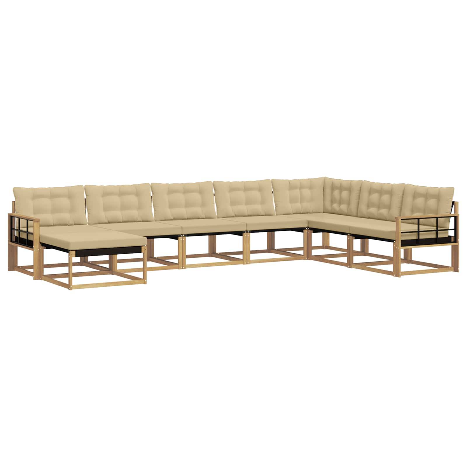 vidaXL Outdoor-Sofagarnitur mit Kissen 8 pcs Weiß und Beige