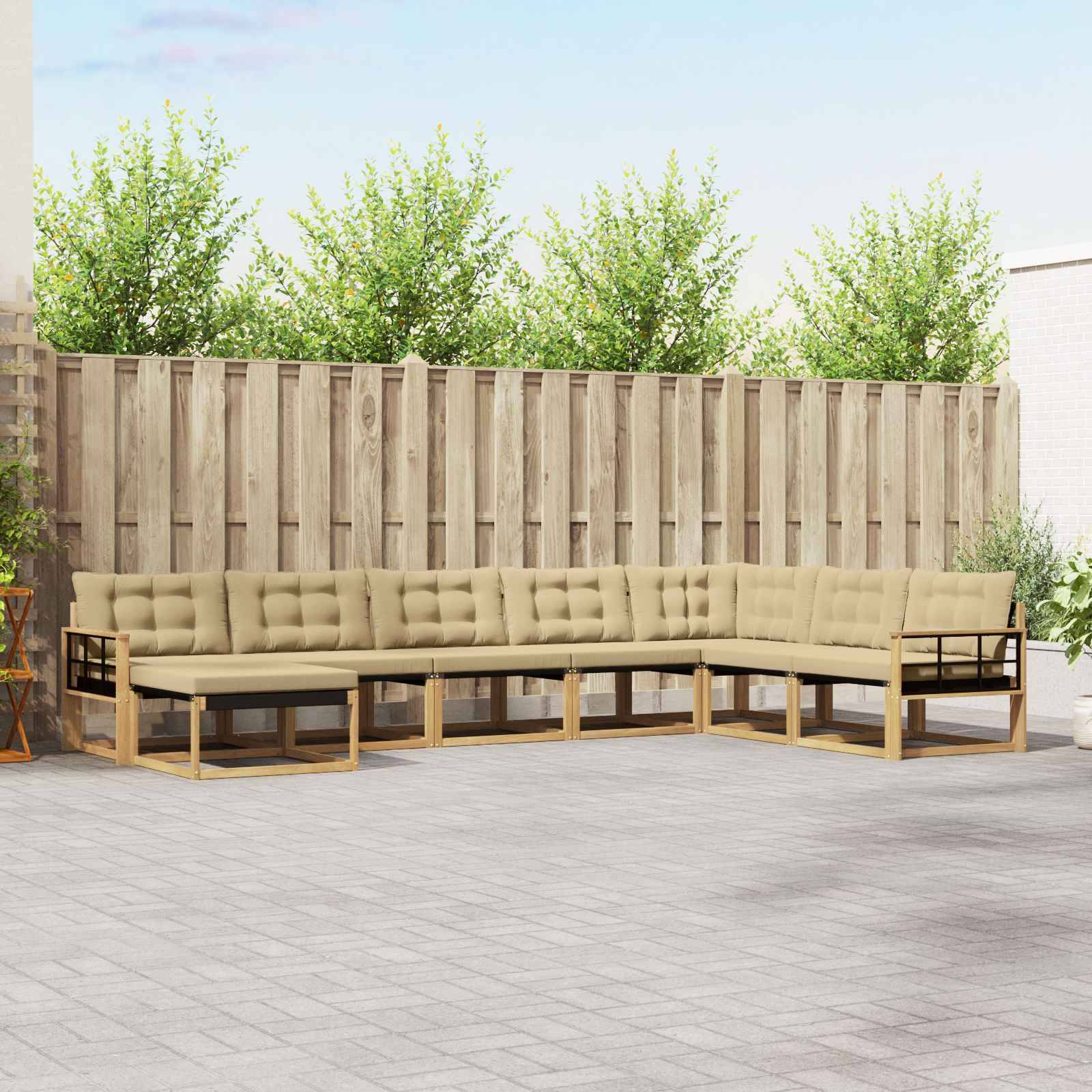 vidaXL Outdoor-Sofagarnitur mit Kissen 8 pcs Weiß und Beige